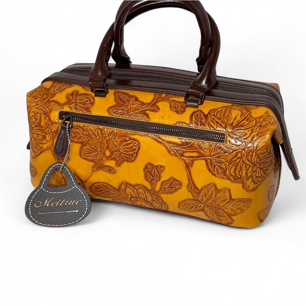 Meitrue Floral Embossed Travel Toiletry Bag Faux Leather w/ Matching Pouch NWOT